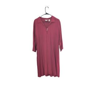 J.Jill Burnt Orange Tunic Shift Dress Size L V-Neck 3/4 Sleeve EUC